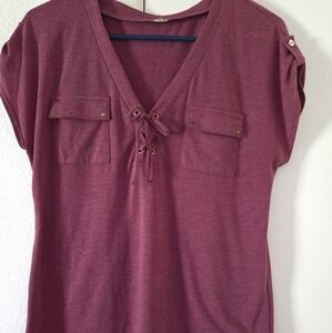 Women's Casual V-Neck Top - Purple
